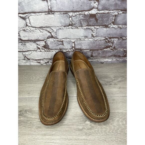 Tommy Bahama Felton Tan Brown Leather Perforated Casual Loafers Men 11M US/44EU - Picture 14 of 16